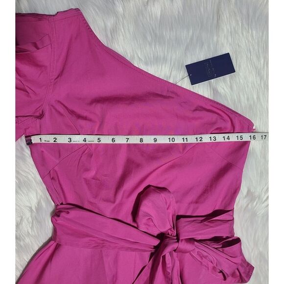 NWT|Polo Ralph Lauren Belted Cotton One-Shoulder Pink Top, 2 - Picture 9 of 12